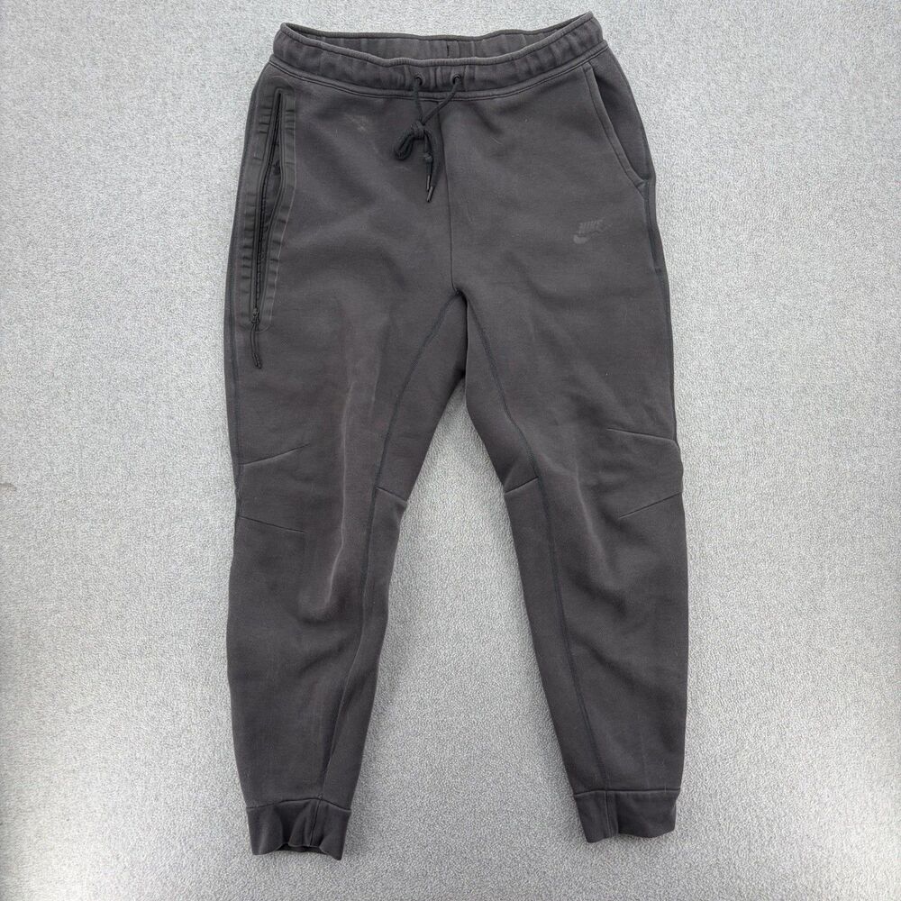 Nike Tech Fleece Joggers Mens Large Black Tapered Sweatpants Zip Pocket